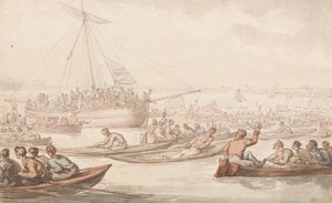 ドジェッツコートアンドバッジの毎年恒例のスカルレース 作： Thomas Rowlandson