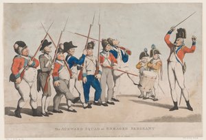 ぎこちない分隊または激怒した軍曹、1798 年 7 月 17 日、1798 年 7 月 17 日。 作： Thomas Rowlandson