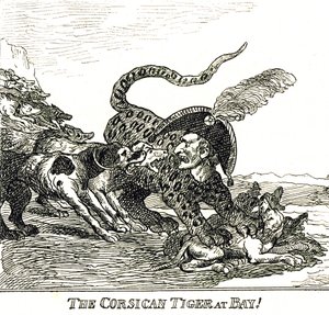 吼えるコルシカ島の虎（ナポレオン・ボナパルト）風刺画 1808年 作： Thomas Rowlandson