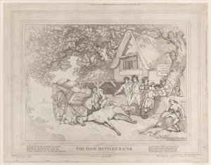 The Life of a Racehorse または The High-Mettled Racer のカート ホース、7 月 20 日...、1789 年 7 月 20 日 作： Thomas Rowlandson