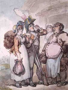 "The Charms of a Red Coat" （紙にペン、水彩、鉛筆） 作： Thomas Rowlandson