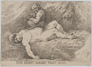 コヴェント ガーデンのナイトメア、1784 年 4 月 20 日、1784 年 4 月 20 日。 作： Thomas Rowlandson