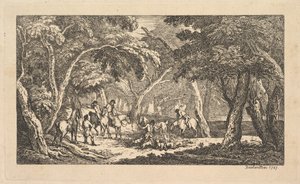 死-キツネ狩り-風景シーン、1787。 作： Thomas Rowlandson