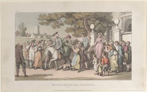 ウェイクフィールドからの出発、ウェイクフィールドの牧師から、1817 年 5 月 1 日。、1817 年 5 月 1 日。 作： Thomas Rowlandson