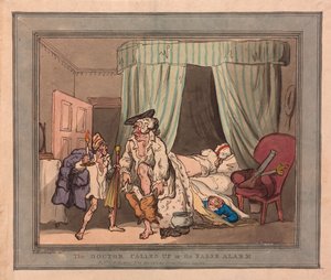 呼び出された医師または誤警報、パブ。 1786年（手描きの彫刻）