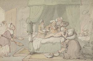 「医者はひどく傷ついているので、カッピングが必要であると判断されます」、c.1810（紙にペンとインクで水彩） 作： Thomas Rowlandson