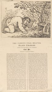 有名な石炭運搬人「ブラック・チャーリー」が、見事な炭鉱の坑口を覗き込んでいる 作： Thomas Rowlandson