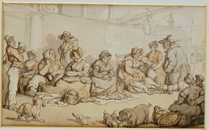 魚市場、グリムスビー 作： Thomas Rowlandson