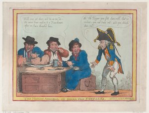 1803年12月11日、エウリュアロス号に乗船したフランス人提督 1803年12月11日。 作： Thomas Rowlandson