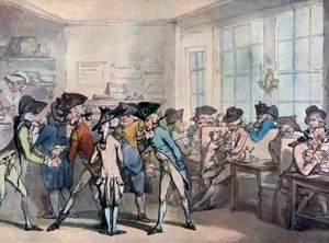 18世紀後半のフランスのコーヒーハウス 作： Thomas Rowlandson