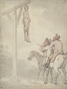 ギベット（ペンとインク、水彩、紙に鉛筆） 作： Thomas Rowlandson