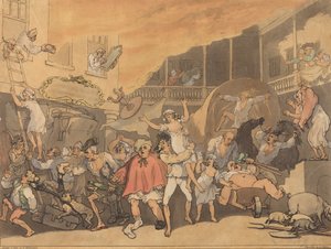 1791年、イン・ヤード・オン・ファイア。 作： Thomas Rowlandson
