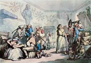 フランスの兵舎の内部、1787年、1929年 作： Thomas Rowlandson