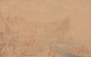船の進水式 作： Thomas Rowlandson