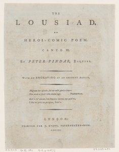 ピーター・ピンダーによるルシアッド、Frontispiece、1787., 1787. 作： Thomas Rowlandson