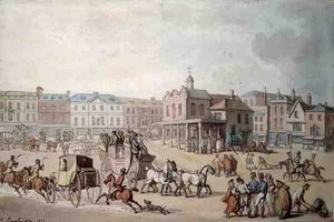 ザ・マーケット・プレイス、キングストン・ユポン・テムズ 作： Thomas Rowlandson