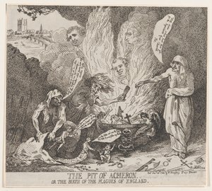 アケロンの穴またはイングランドのペストの誕生、1784 年 1 月 28 日、1784 年 1 月 28 日。 作： Thomas Rowlandson