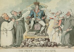 The Privy Council of a King（王の枢密院）、pub.1815年（手彩色彫刻 作： Thomas Rowlandson