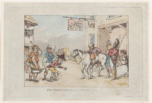 郵便局の制作、1808年、1808年。 作： Thomas Rowlandson