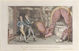 自分自身を発見し、欺瞞を暴露する預言者、Journal of Sentimental T...、1821 年。 作： Thomas Rowlandson