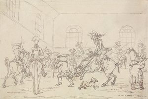 乗馬学校（紙にペンとインク） 作： Thomas Rowlandson