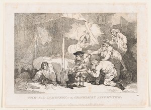 グレースレス・アプレンティスの悲しい発見、1785 年 11 月 30 日、1785 年 11 月 30 日。 作： Thomas Rowlandson