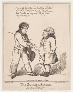 1799 年 10 月 28 日、水夫と銀行家、または危険にさらされている会社。 作： Thomas Rowlandson