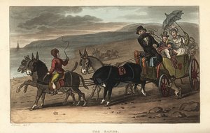The Sands: tourist in a barouche drawn by donkey