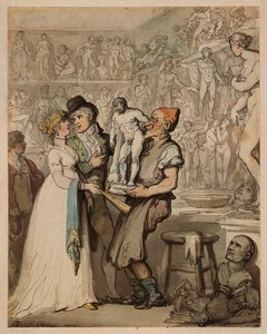 彫刻家のワークショップ：キャストの購入、1802 作： Thomas Rowlandson