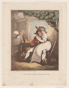 兵士の出発、1799 年 10 月 10 日、1799 年 10 月 10 日。 作： Thomas Rowlandson