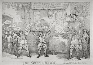 ステート・オークション」1784年 作： Thomas Rowlandson