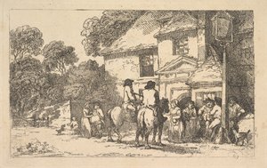 3つのホースシューズ、ロードサイドイン、1787年12月18日。 作： Thomas Rowlandson