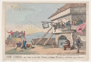 1784 年 1 月 23 日、ザ タイムズ - またはリトル ブリテンの古い家の眺め - 誰も行かない。 作： Thomas Rowlandson