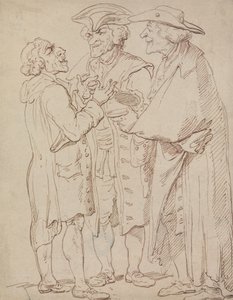 話している男性の 3 つの全身像 作： Thomas Rowlandson