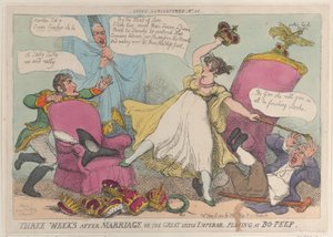 結婚後三週間、あるいは大小皇帝がボーピーで遊ぶ、5月15日...1810年5月15日。 作： Thomas Rowlandson