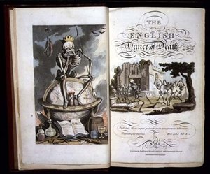 R.アッカーマン著「英国式死の舞踏」のタイトルページ。 作： トーマス・ローランドソン