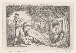 トム・ジョーンズは、ブラック・モールズ・ベッドチェンバー、トム・ジョーンズの歴史、...、1792年で哲学者を検出します. 作： Thomas Rowlandson
