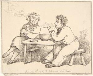 テーブルに座る二人の男性 作： Thomas Rowlandson