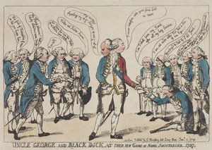 ジョージおじさんとブラック・ディック、新たな「海軍シャトルコック」ゲームに興じる 作： Thomas Rowlandson