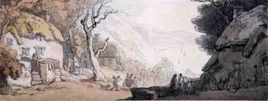 崖の上からの眺め、マンブルズ、南ウェールズ（ペン、水彩、鉛筆、紙） 作： Thomas Rowlandson