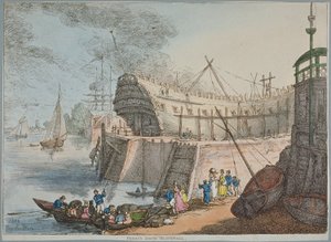 ブランズウィック・ドックの眺め 作： Thomas Rowlandson