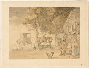 馬に水をまく。 作： Thomas Rowlandson