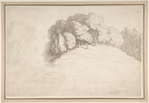 鹿がいる木立の斜面 作： Thomas Rowlandson