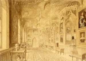トゥイッケナム、ストロベリーヒルのロングギャラリー（印刷） 作： Thomas Sandby