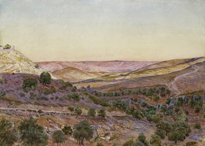 モアブの丘とヒンノムの谷、1854年（水彩とボディカラー）