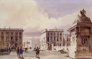 ホテルドベルビューとカフェd "アミティエ公園から見た、ブリュッセル、1830 作： Thomas Shotter Boys