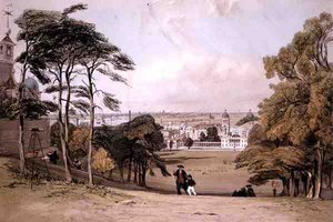 グリニッジから見たロンドン」（「London As It Is」より、画家が彫って出版したもの 作： Thomas Shotter Boys