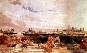 シャンゼリゼ通りから見たパリ（水彩画） 作： Thomas Shotter Boys