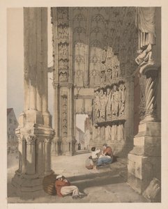 パリ、ゲント、アントワープ、ルーアンなどの美しい建築物：シャルトル大聖堂の南ポーチ、 作： Thomas Shotter Boys