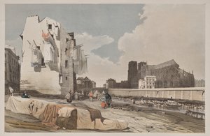 パリ、ゲント、アントワープ、ルーアンの絵のように美しい建築物: パリのノートルダム大聖堂、サン・ベルナール河畔から 作： Thomas Shotter Boys